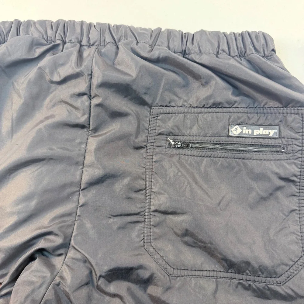Vintage In Play Knee Zip Warm Up Pants USA Black Red Nylon Large 30 Inseam